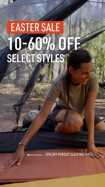 This ad promotes a sale on select styles, highlighting a discount on Pursuit sleeping mats.