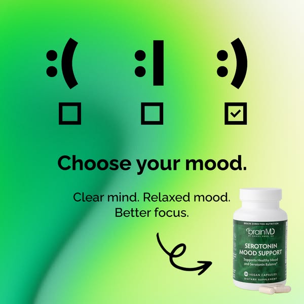 This ad for BrainMD's Serotonin Mood Support aims to connect mood and mental clarity to the product's ability to