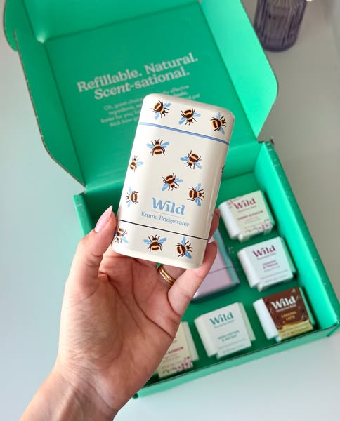 This ad showcases Wild deodorant refills in a box, emphasizing their natural and scent-sational qualities. The ad aims t