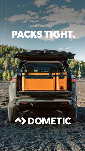 This ad showcases Dometic's cooler product, emphasizing its compact design and suitability for outdoor adventures. T