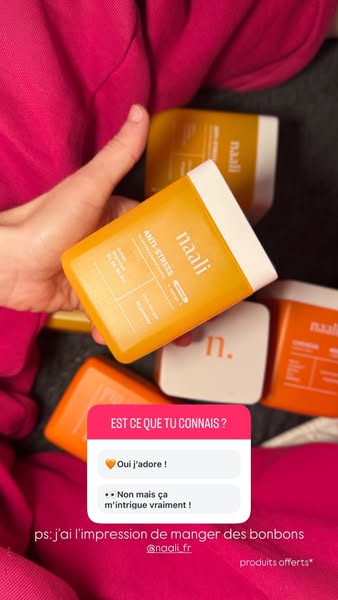 This ad features Naali anti-stress supplements. The ad is presented as an interactive poll asking viewers if they are fa