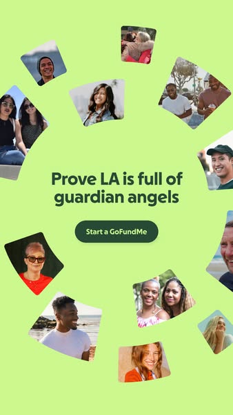 This GoFundMe image ad encourages users to 'Prove LA is full of guardian angels' by starting a GoFundMe.