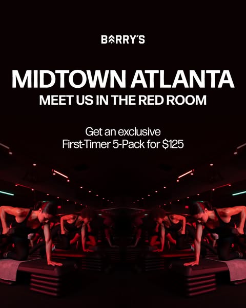This image ad promotes Barry's Midtown Atlanta location with an exclusive offer for first-time customers.