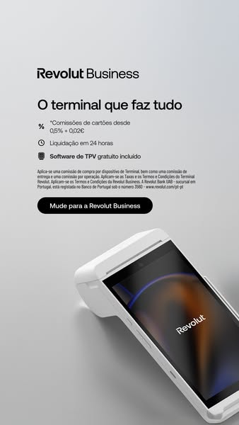 This ad is promoting the Revolut Business terminal and its features. It highlights the low commissions, fast settlements