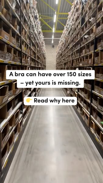 The ad starts by highlighting the problem of bra sizes not fitting well, despite the vast number of sizes available. The