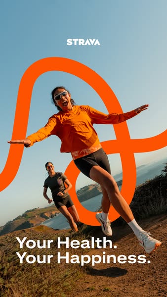 This Strava image ad features two women running outdoors on a sunny day. The ad emphasizes the brand's connection to