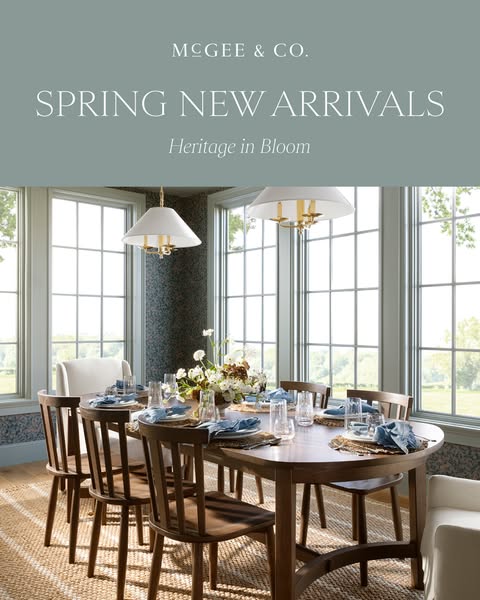 This image ad for McGee & Co. showcases their spring new arrivals with a focus on their Heritage in Bloom collection