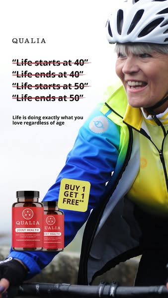 This image ad for Qualia Joint Health aims to appeal to an older demographic that wants to maintain an active lifestyle.