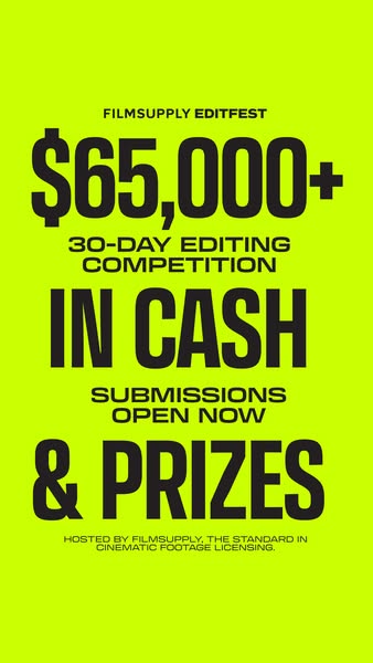 This ad is promoting a film editing competition by Filmsupply. The ad highlights the substantial cash prize and encourag