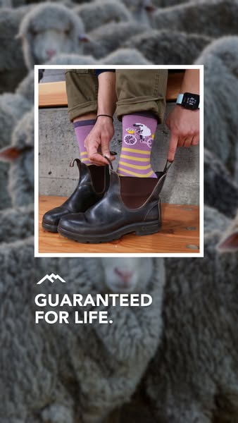 This ad showcases a pair of Blundstone boots, emphasizing their durability with the tagline 'Guaranteed For Life'