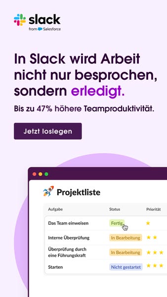 This ad highlights the team productivity benefit offered by Slack, using a visual of the project list tool to showcase t