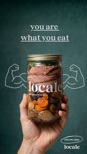 This ad promotes Locale meal subscriptions that are designed for longevity and good health. The image uses the Locale ja