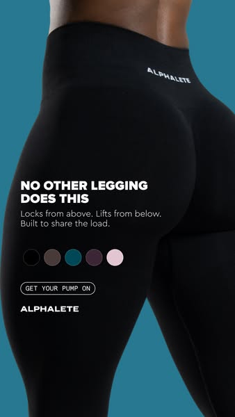 This image ad features the Alphalete brand. The ad focuses on the lifting and locking functions of the Alphalete legging