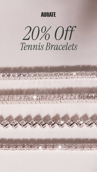 This ad is for Aurate Tennis Bracelets, it displays the brand's name at the top, and features the text '20% Off 