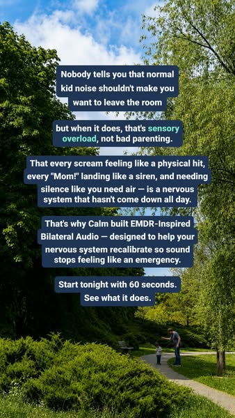 This ad for the Calm app addresses the pain points of parenting by empathizing with the feeling of being overwhelmed by 