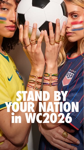 This ad encourages viewers to support their national team in the WC2026 with jewelry that represents their team's co