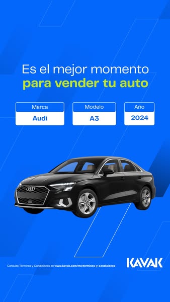 This single image ad aims to encourage people to sell their car on the Kavak platform. It features an image of a black A