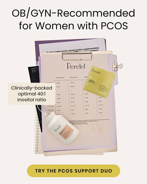 This image ad promotes Perelel's PCOS Support Duo as an OB/GYN-recommended solution for women with PCOS. The ad feat