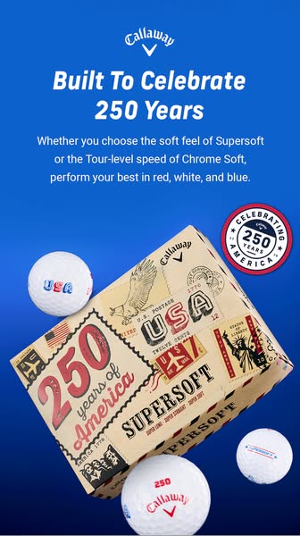 This image ad for Callaway golf balls celebrates the 250th anniversary of the United States of America with a limited ed