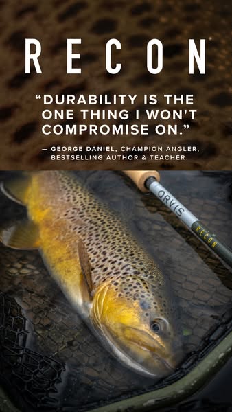 This ad highlights the durability of the Recon fishing rod through a quote from George Daniel, a champion angler, bestse