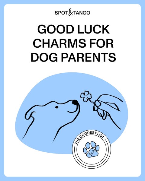 This ad for Spot & Tango features a simple illustration of a dog being presented with a lucky four-leaf clover. The 