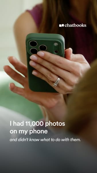 This image ad features a quote from a customer who had many photos on their phone and did not know what to do with them.