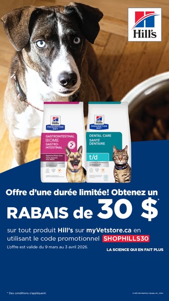 This ad features Hill's Prescription Diet dog and cat food, promoting a limited-time offer of $30 off all Hill's