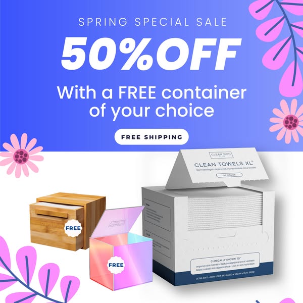 This ad showcases a spring sale that offers 50% off with a free container of the customer's choice and free shipping