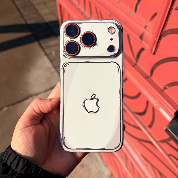 This ad showcases a phone case that has a cartoon-like design. The ad features a hand holding the phone case, highlighti