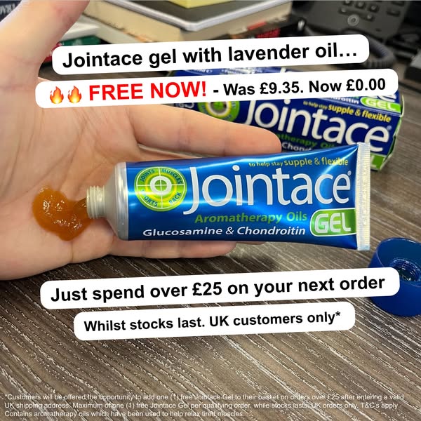 This ad promotes Jointace gel with lavender oil. It features the product and highlights a limited-time offer for UK cust