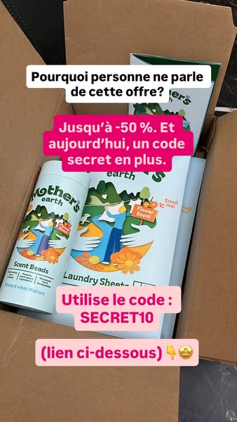 This ad showcases the Mother's Earth brand and their laundry products, advertising a limited time offer to their cus