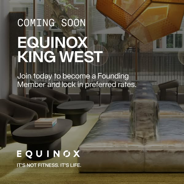 An ad for a new Equinox location, inviting the audience to join as a founding member to lock in preferred rates.