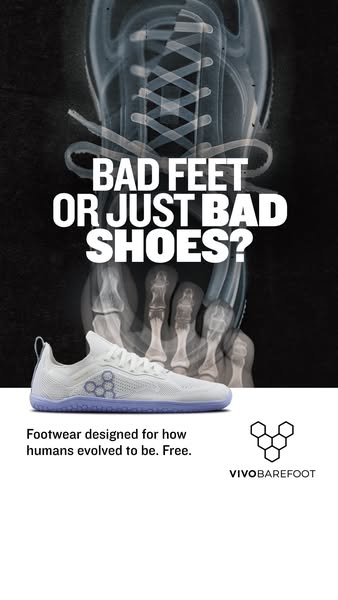 This ad introduces the VivoBarefoot brand by calling out the potential problems with other brands of shoes. The ad highl