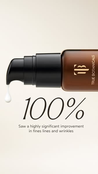 This ad for True Botanicals features a close-up of the product and highlights a clinical trial result.