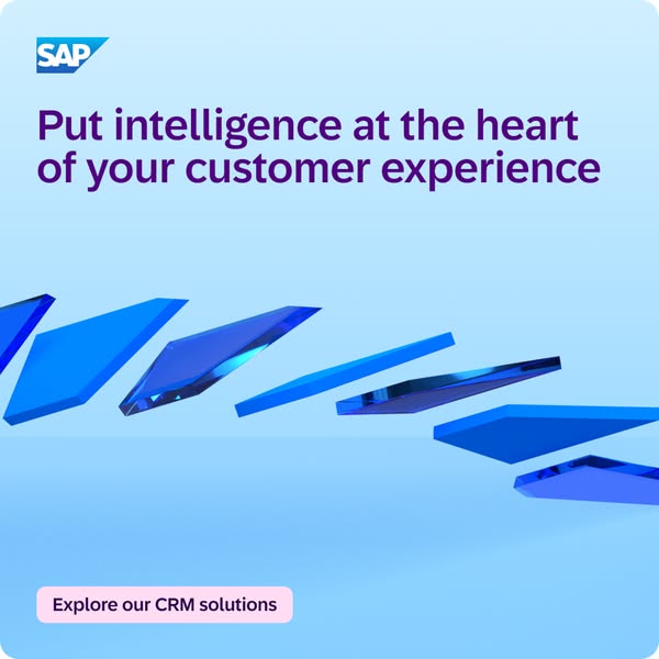 This ad for SAP uses abstract shapes to represent intelligence and customer experience. The ad encourages viewers to exp