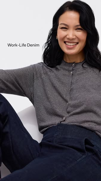 An ad showcasing the new Work-Life Denim products.