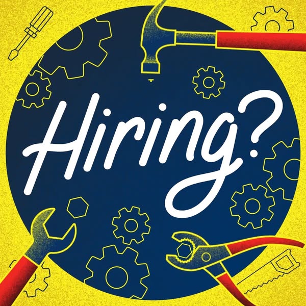 The ad is to get people to use the brand's service to hire out employees. The image includes hand tools such as a ha