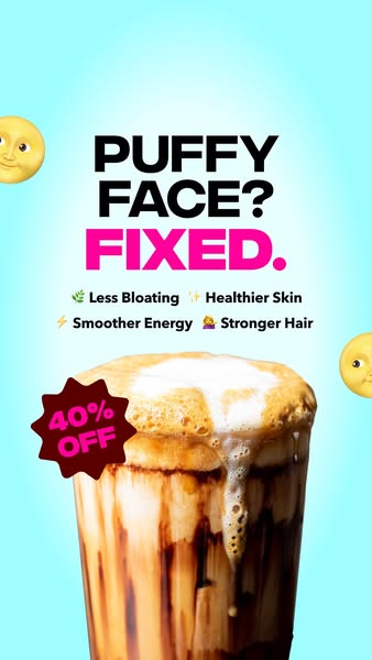 This ad highlights the benefits of a product that reduces bloating, promotes healthier skin, smoother energy, and strong