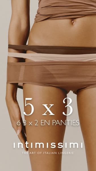 This ad highlights a promotion of 5 for 3 on underwear from Intimissimi.