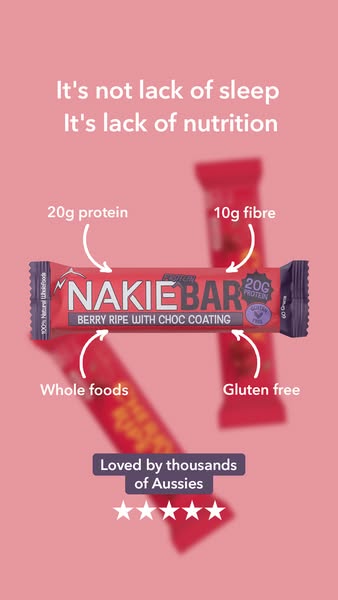 The ad is for Nakie Bar, it highlights the health benefits and the popularity of the bar.