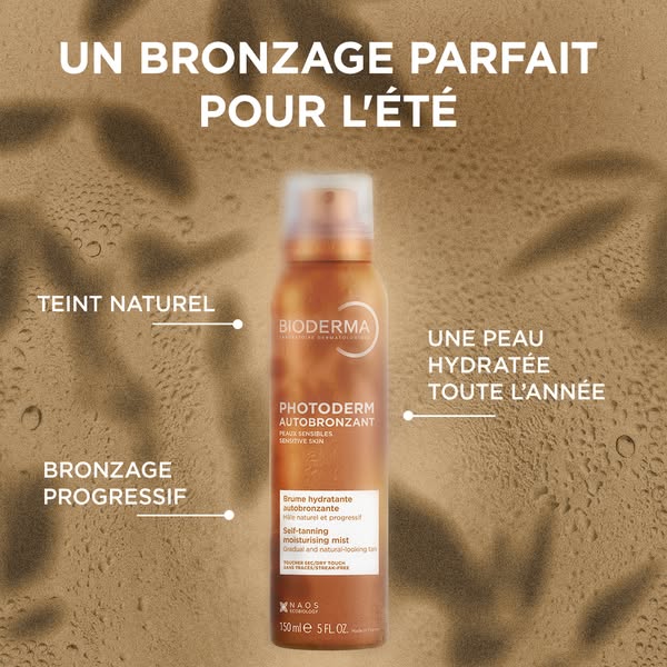 This ad for Bioderma Photoderm Autobronzant promotes a natural-looking self-tanner that also hydrates the skin. The imag