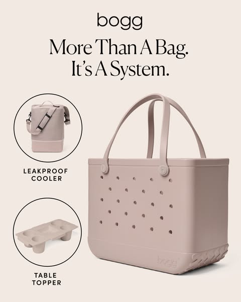This ad is showcasing Bogg Bag and it's system of add-ons. The ad is drawing attention to the bag system as a whole,