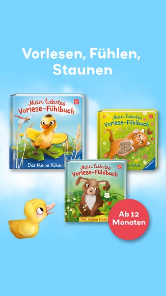 This image ad promotes a collection of interactive books for children. The books appear to have textured elements meant 