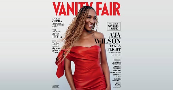 This ad is a Vanity Fair magazine cover featuring A'ja Wilson, a basketball player. The cover promotes the magazine&