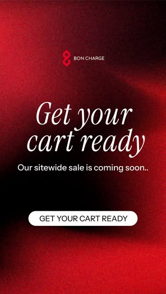 This ad by Bon Charge is announcing a sitewide sale that is coming soon. The ad encourages customers to get their cart r