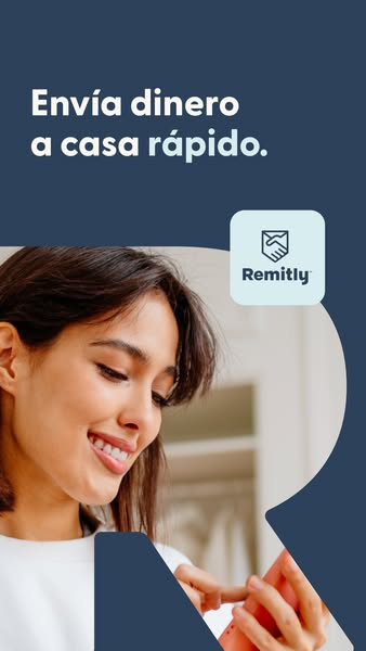 This Remitly image ad features a woman using the app on her phone and includes the headline, "Envía dinero a casa r
