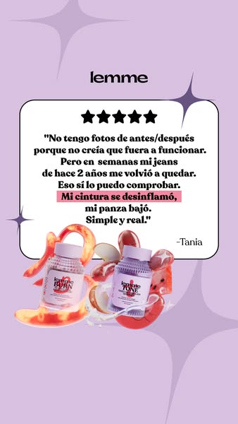 This ad features a testimonial from a woman named Tania who has had success with the Lemme brand's products, specify