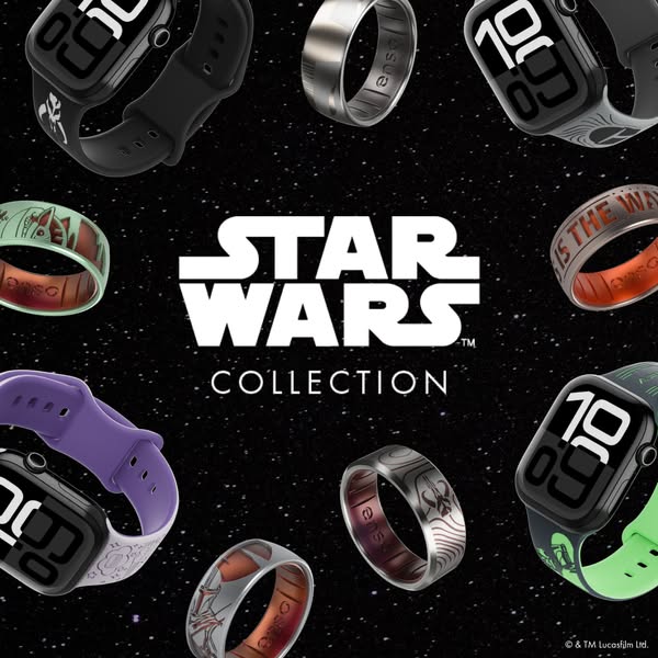 This ad features both rings and watch bands that have Star Wars themes.