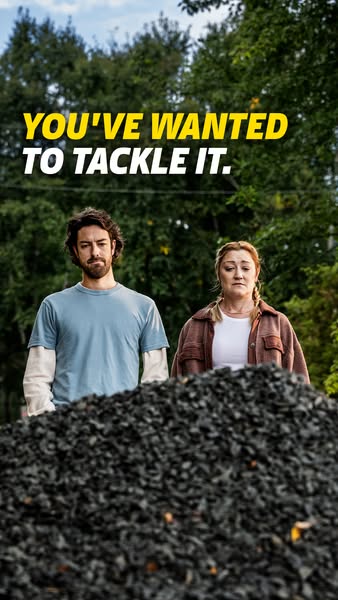 This image ad shows a man and a woman in front of a large pile of black stone. The text overlay reads, “You’ve wanted to
