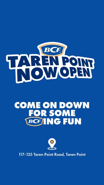 This ad promotes the grand opening of a BCF store location in Taren Point.
